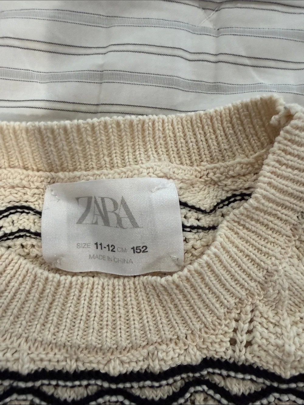 Zara Cream Knit Two-Piece Set with Black Trim